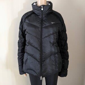 Nike down puffer winter black jacket coat, women's medium